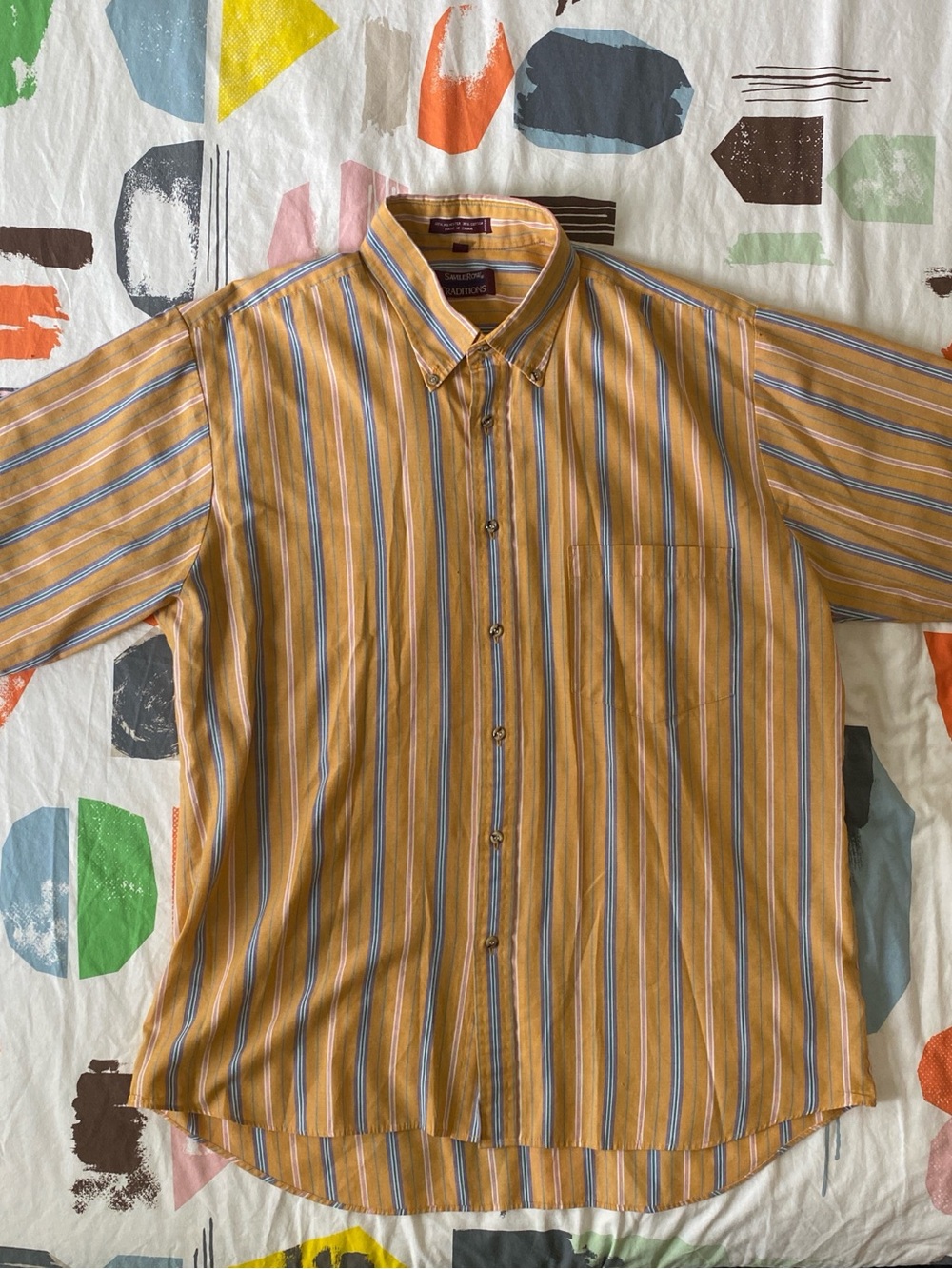 Savile Row Classic Striped Button-Down Shirt - Orange